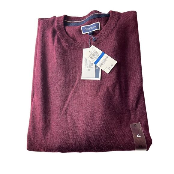 NWT Club Room V-Neck Cashmere Burgundy Sweater size XL - Picture 6 of 8